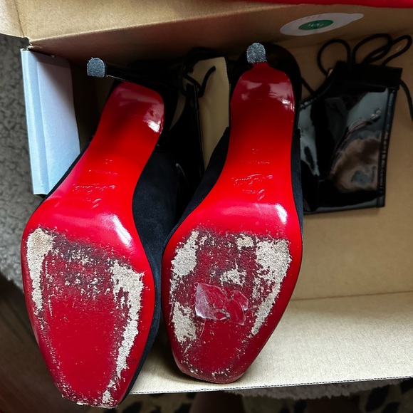 Christian Louboutin Black Suede And Patent Leather Jos Style Ankle Booties - Picture 6 of 10